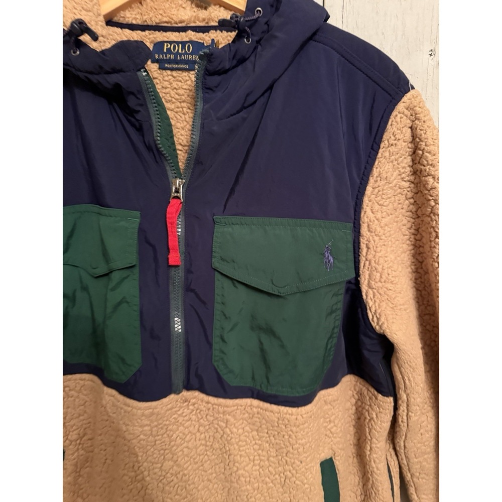 POLO RALPH LAUREN Mens 1/2 Zip ColorBlock Hybrid Hi Pile Fleece Pullover Sz M - Picture 10 of 13